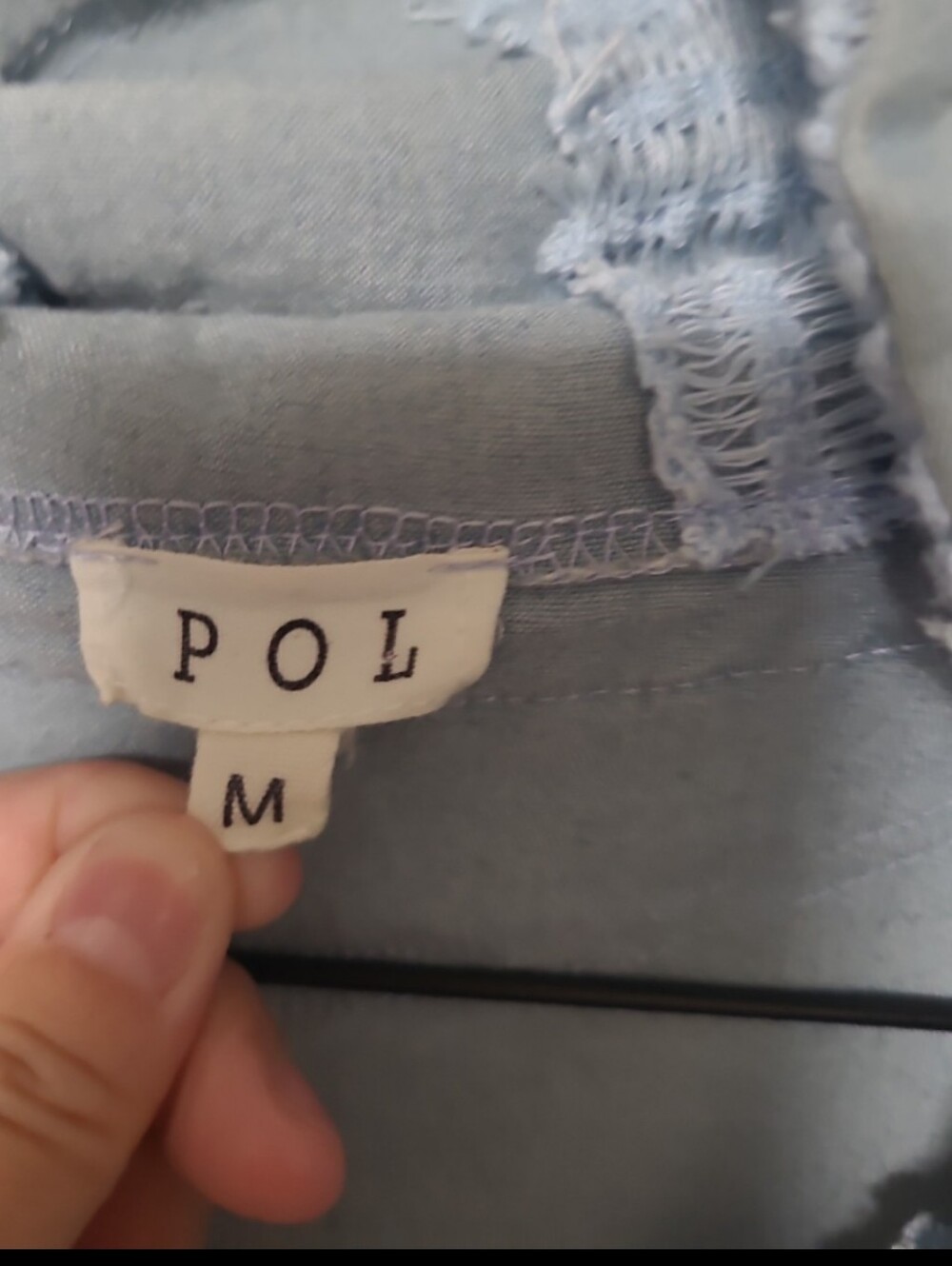 POL Blue Open Knit Distressed Hooded Jacket Top Medium - Picture 5 of 6